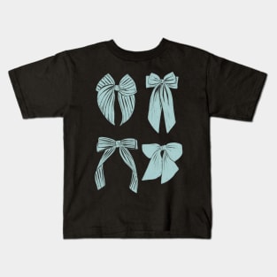 Light turquoise blue hair ribbon bows striped Kids T-Shirt